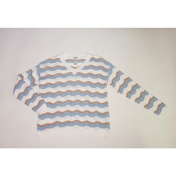 Studio 1886 Sweater Women's Size XL Blue Beige Ivory Cottagecore Light Academia - Picture 5 of 16